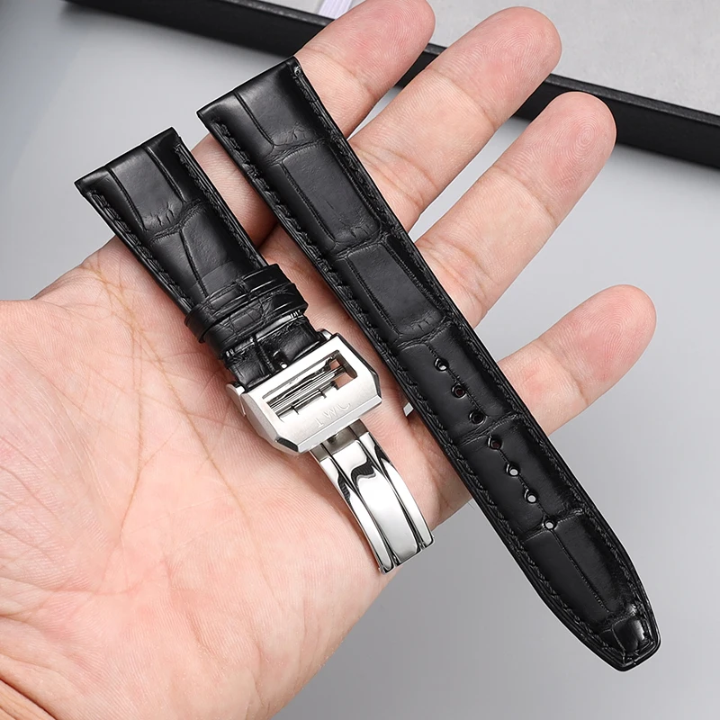 

Crocodile Skin Watchband 20mm 21mm 22mm for IWC Porotfino Portugieser Big PILOT'S Watches Genuine Leather Strap Folding Buckle