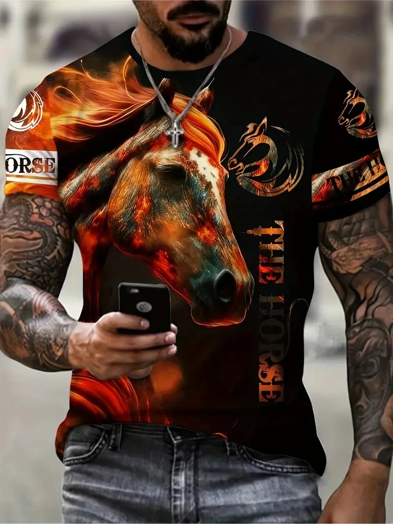 Fashion 3D Flame Horse Printed T Shirt For Men Hip Hop Trend Summer Clothing Leisure O-neck Short Sleeve Tops Oversized T-shirts
Fashion 3D Flame Horse Printed T Shirt For Men Hip Hop Trend Summer Clothing Leisure O-neck Short Sleeve Tops Oversized T-shirts
