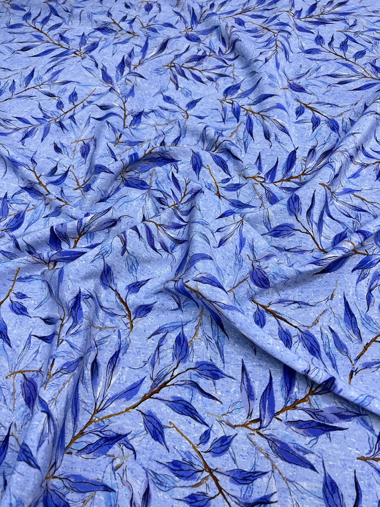

Blue Real Silk Stretch Crepe De Chine Wrap Skirt Fabric Shirt Dress Bed Cover