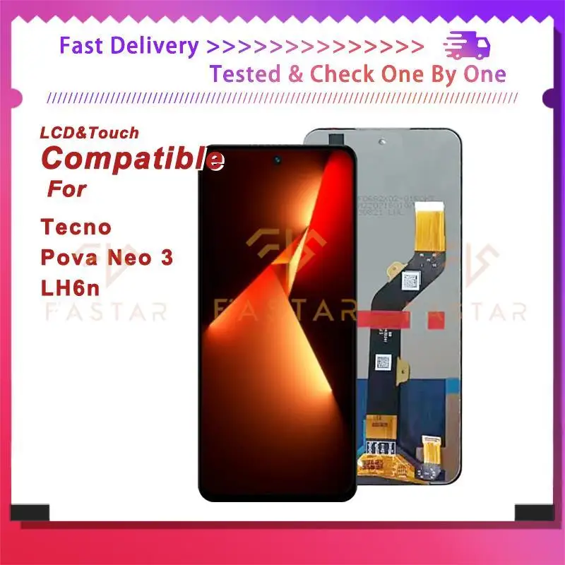 

6.82"Tested For Tecno Pova Neo3 lcd LH6n LCD Display Touch Digitizer Assembly Replacement Phone Screen Tecno Pova Neo 3 lcd