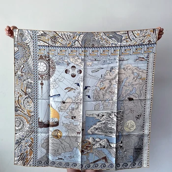 100% 뽕나무 실크 스카프, 트윌 스카프, 핸드 롤 랩, 내 여자 친구 럭셔리 선물, 새로운 패션 브랜드 상품 이미지