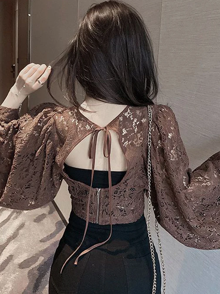 Lace Crop Top Women Summer Hollow Out Blouse Female Elegant Fashion Backless Tee Lady Casual Loose Puff Sleeve Blusas Para Mujer
Lace Crop Top Women Summer Hollow Out Blouse Female Elegant Fashion Backless Tee Lady Casual Loose Puff Sleeve Blusas Para Mujer