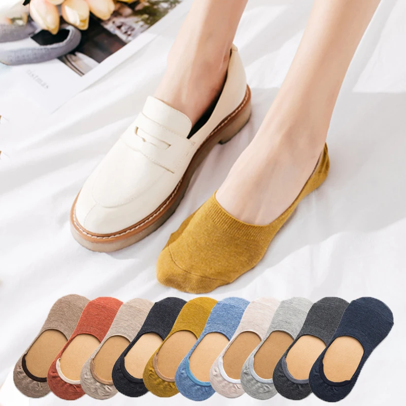 

Women's Invisible Boat Cotton Socks Spring Summer Solid Color Fashion Wild Shallow Mouth Felmen Slipper Short Sock