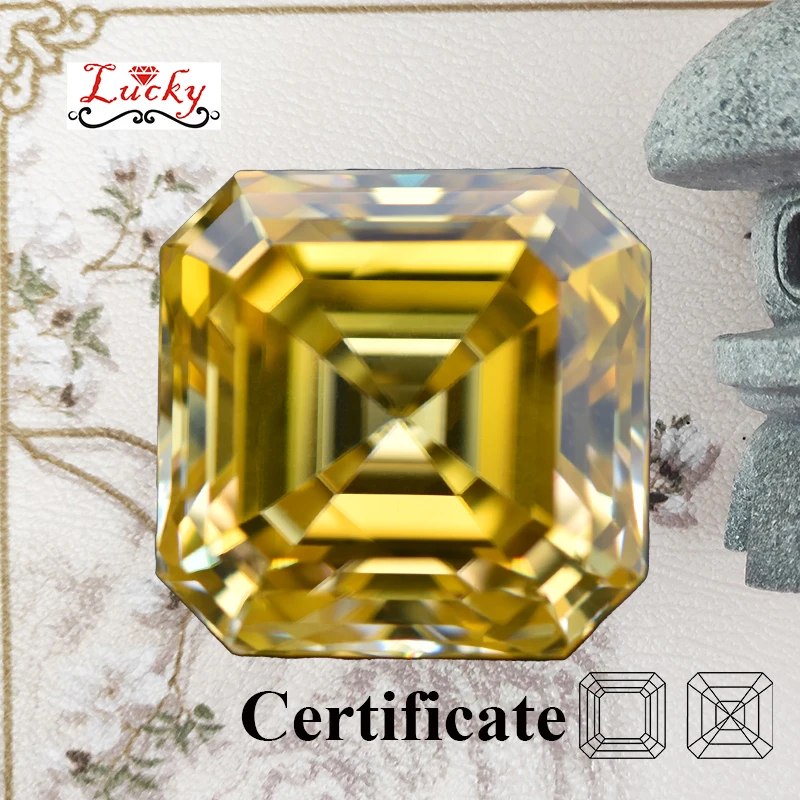 Moissanite Asscher Shape Golden Yellow Color Top Quality for Charms Jewelry Making Earrings Ring Materials with GRA Certificate
Moissanite Asscher Shape Golden Yellow Color Top Quality for Charms Jewelry Making Earrings Ring Materials with GRA Certificate