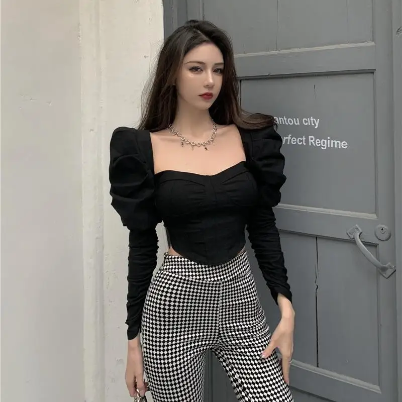 

Short Long Sleeve Chiffon Base Shirt for Women Early Autumn Design Sense Niche Shirt 2023 New Puff Sleeve Top