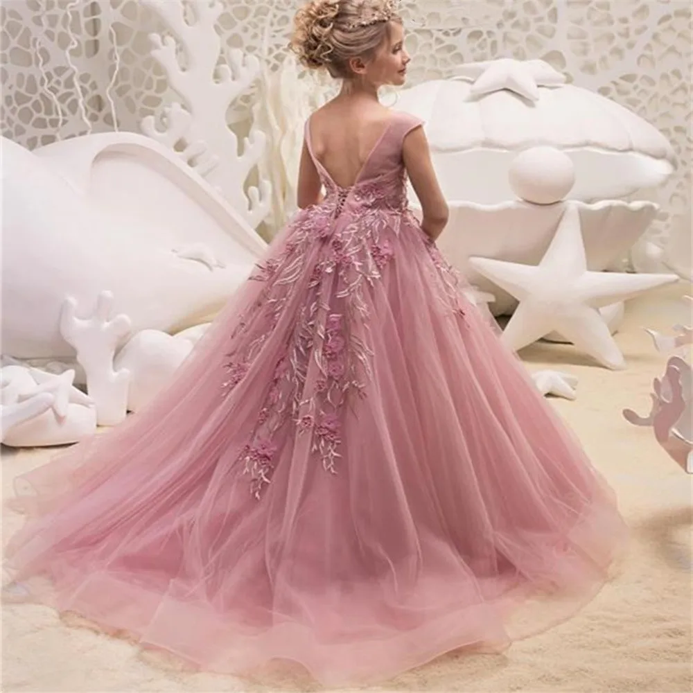 Exquisite Flower Girl Dress For Wedding Tulle Applique Puffy Sleeveless Kids Birthday Party Wear First Communion Ball Gowns
Exquisite Flower Girl Dress For Wedding Tulle Applique Puffy Sleeveless Kids Birthday Party Wear First Communion Ball Gowns