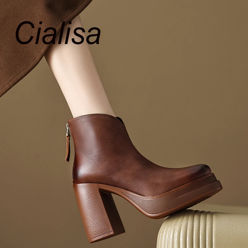 Cialisa High Quality Genuine Leather Platform Women Short Boots Autumn Winter Round Toe Zipper Ankle Boot Elegant High Heel Shoe
Cialisa High Quality Genuine Leather Platform Women Short Boots Autumn Winter Round Toe Zipper Ankle Boot Elegant High Heel Shoe