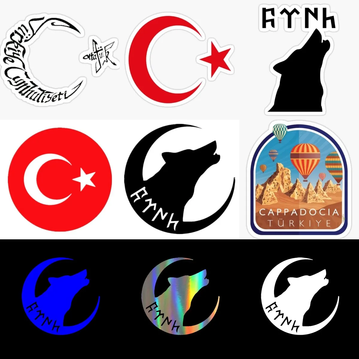 Türkiye Turkey Flag Wolf Moon and Stars Laser Sticker for Decorate Camper Van Bicycle Wall Rooms Truck Window Decal Accessories
Türkiye Turkey Flag Wolf Moon and Stars Laser Sticker for Decorate Camper Van Bicycle Wall Rooms Truck Window Decal Accessories