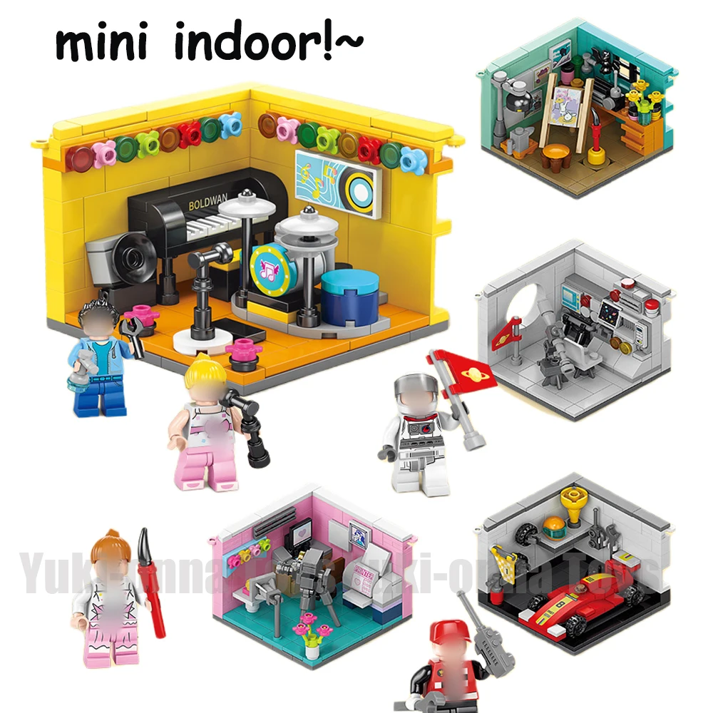 

Mini Street View City Architecture Building Blocks Snack Store Shop House Model Bricks Puzzle Assembled Castle Toys for Children