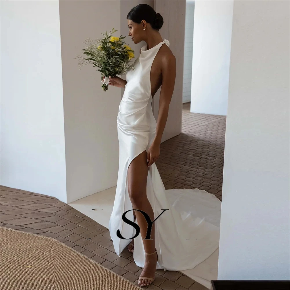 

Deep V-Neck Spaghetti Straps Sleeveless Lace Mermaid Wedding Dress Crepe Open Back Le Customize To Measures Robe De Mariee 2024