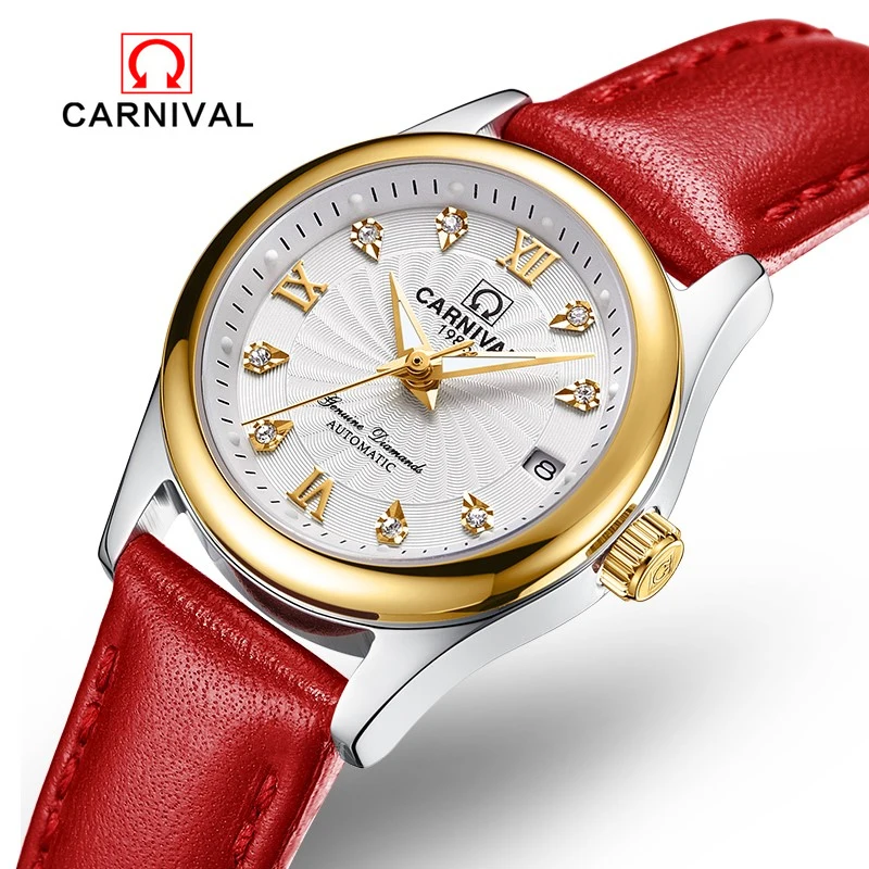 CARNIVAL Brand Mechanical Watch for Women Ladies Luxury Leather Business Automatic Wristwatch Waterproof Luminous Sapphire Reloj
CARNIVAL Brand Mechanical Watch for Women Ladies Luxury Leather Business Automatic Wristwatch Waterproof Luminous Sapphire Reloj