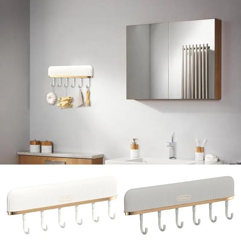 6 Hook Wall Mounted Rail Durable Hanger Organizer Punch Multipurpose Free Accessory Holder For Kitchen Utensil Coat Towel Napkin
6 Hook Wall Mounted Rail Durable Hanger Organizer Punch Multipurpose Free Accessory Holder For Kitchen Utensil Coat Towel Napkin