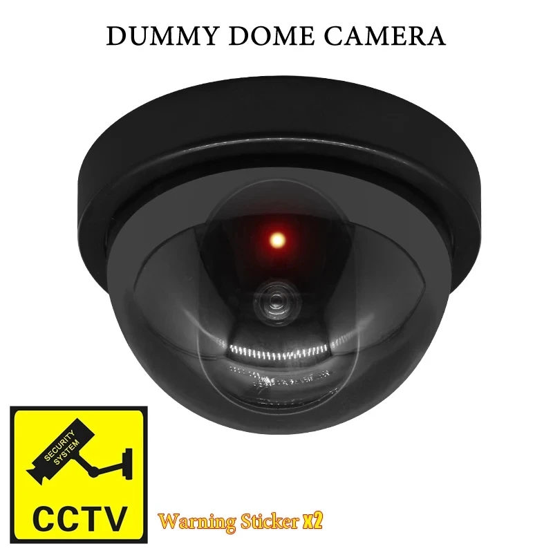 

Red Flashing LED Light Black/White Fake Dome Camera Home Office Surveillance Security System Dummy CCTV Security Camera