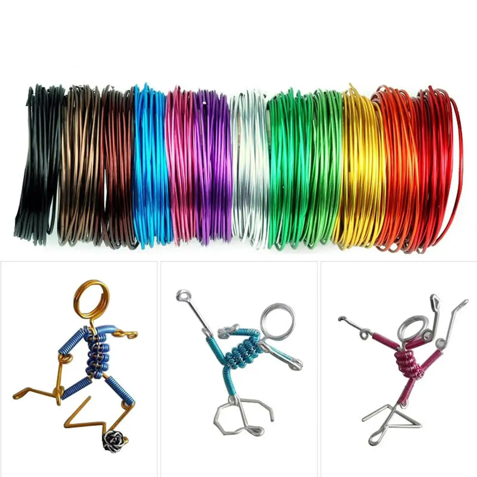 

12Pcs Aluminium Wire 10M Long Colored Cord 1mm Craft Cord for Modeling Wreath Floral Making Wrapping Doll Armature Bonsai Trees