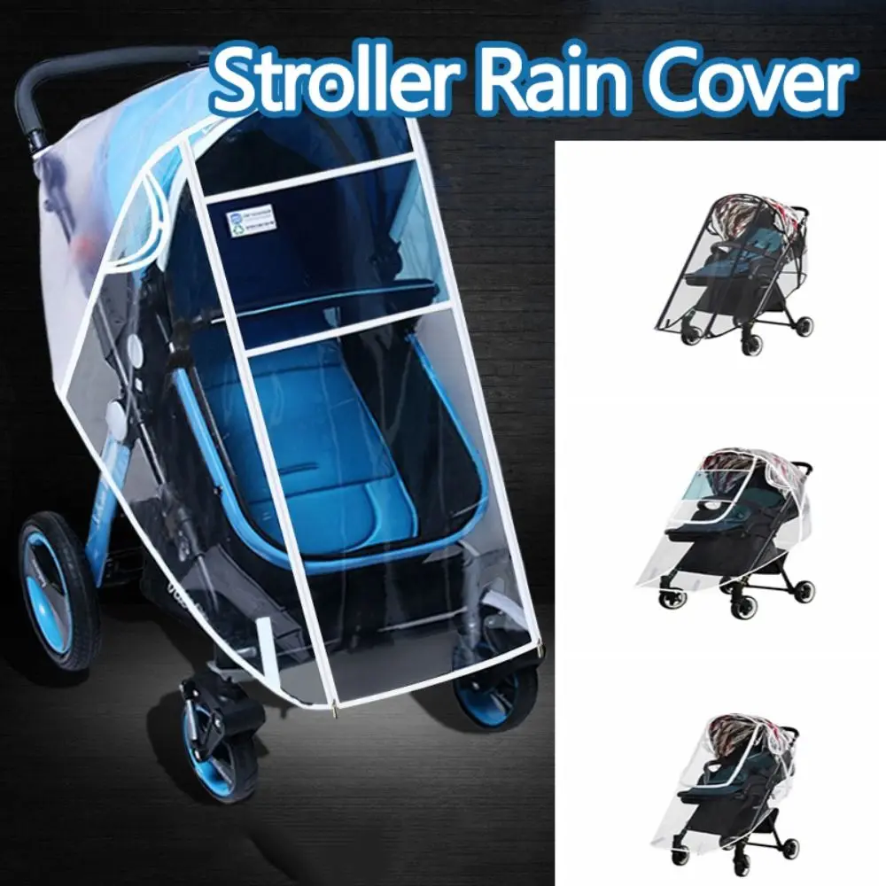 

EVA Universal Stroller Rain Cover Transparent Windproof Stroller Dust Shield Waterproof Zipper Open Trolley Umbrella Raincoat