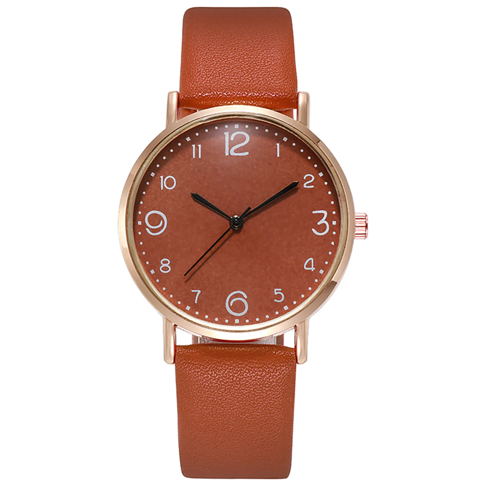 

Popular Women Watch Casual Fashion Simple Arabic Numeral Watch Leather Strap Round Dial Clothing Matching Watch Montre Femme