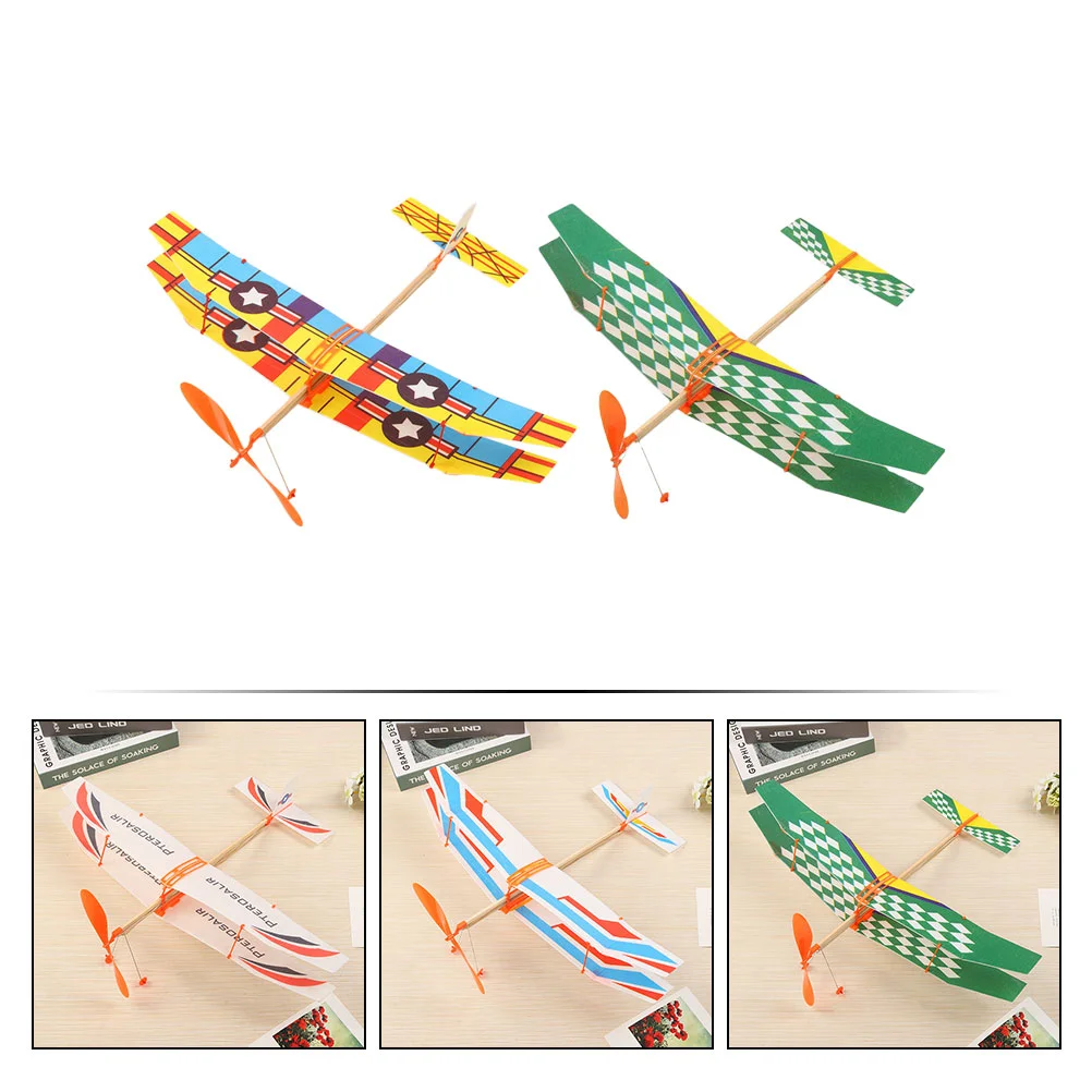 

2 Pcs Rubber Band Plane Kids DIY Toy Biplane Aircraft Educational Toys Airplane Glider Foam Planes Flight Powered