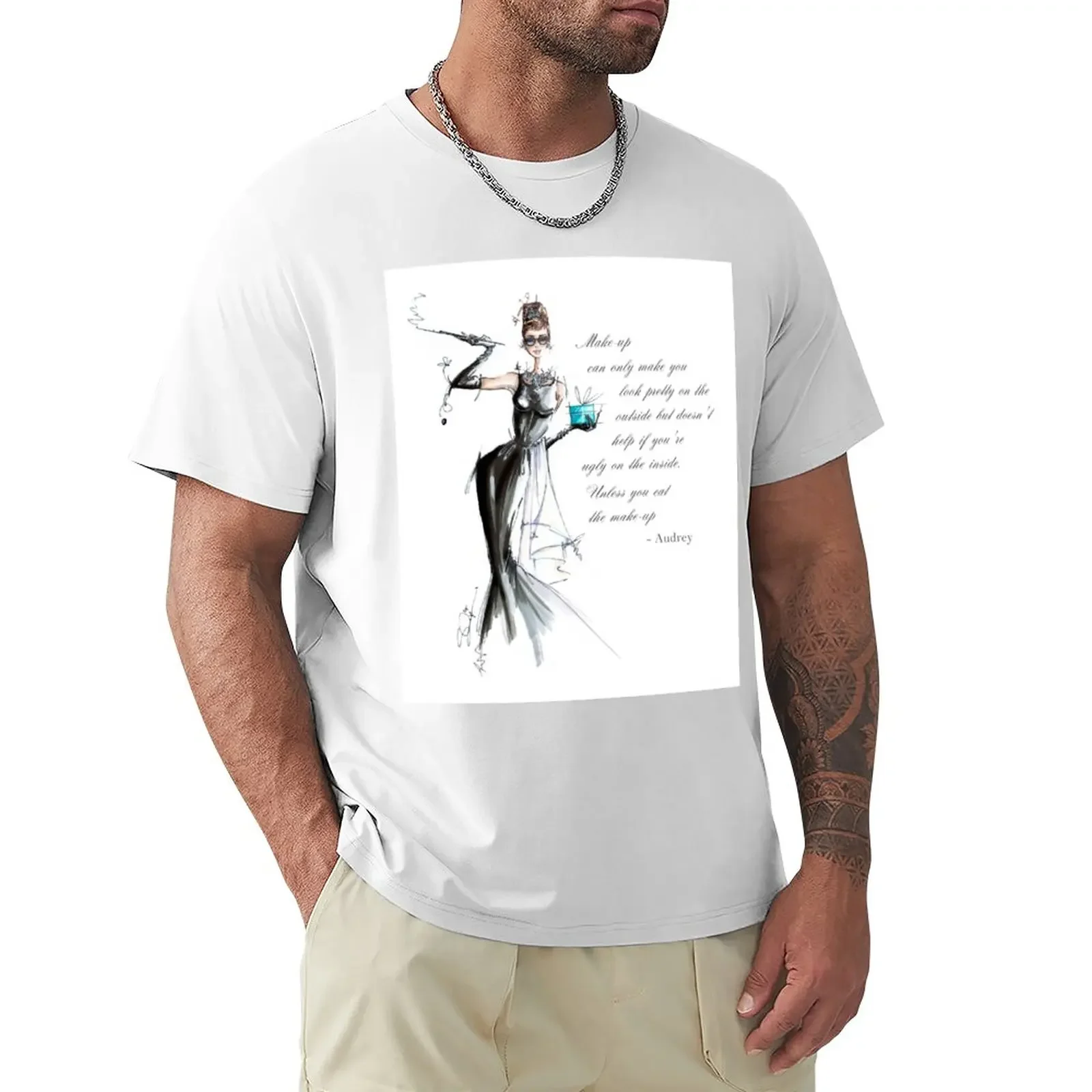 

Audrey fashion illustration - Breakfast at Tiffany's T-Shirt quick-drying customs design your own mens cotton t shirts