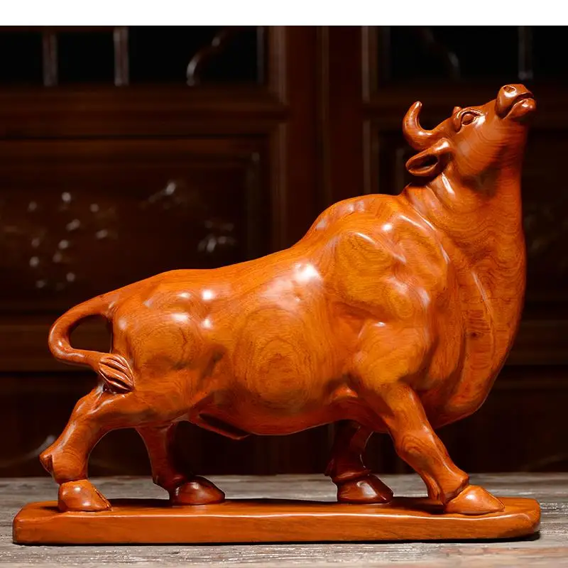 

Rosewood/Ebony Wood Carving Crafts Bull Statue Vintage Ornaments Living Room Decoration Bullfighting Wood Sculpture Artwork