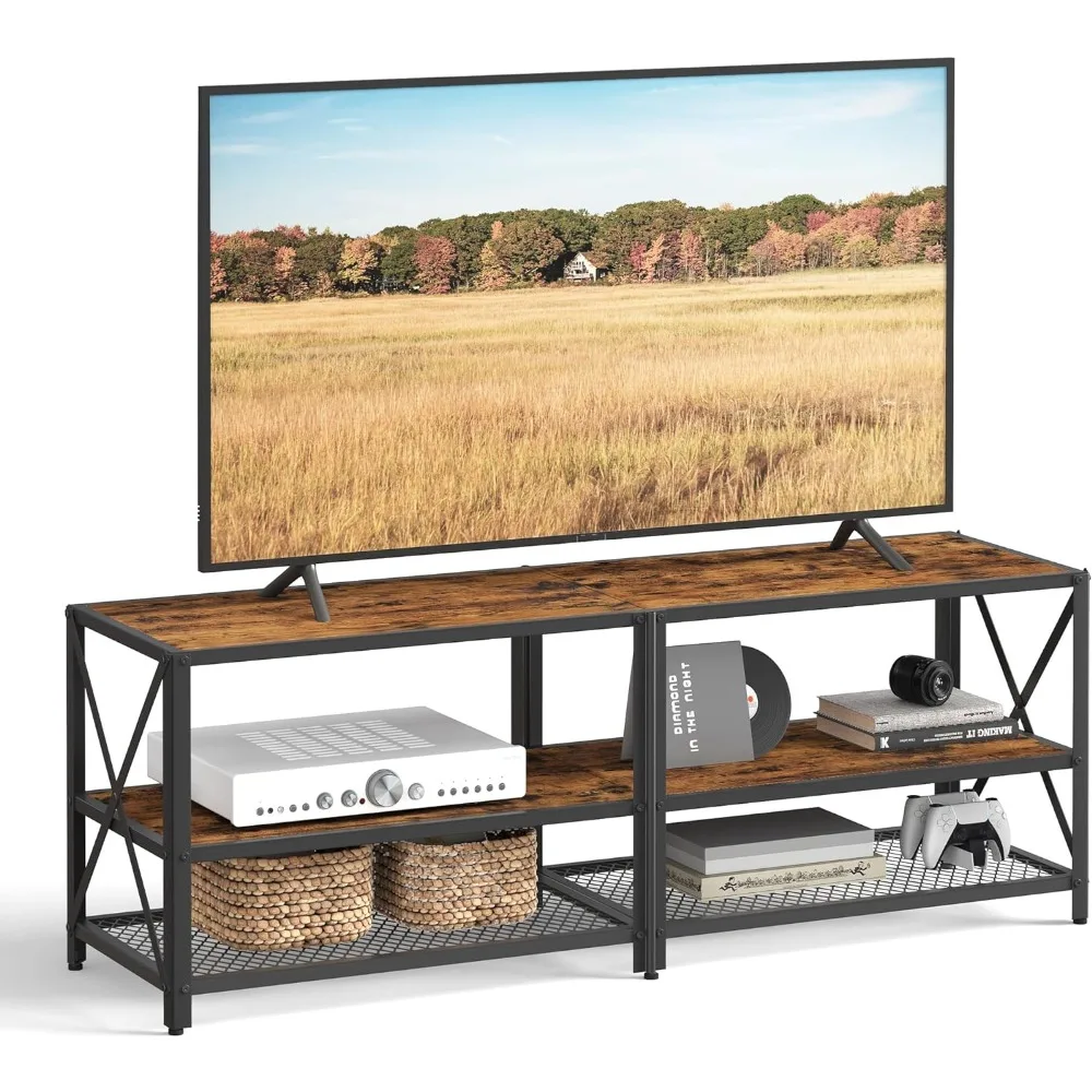 

VASAGLE TV Stand, Console for Up to 65 Inches, Table, 55.1 Inches Width, Cabinet with Storage Shelves,