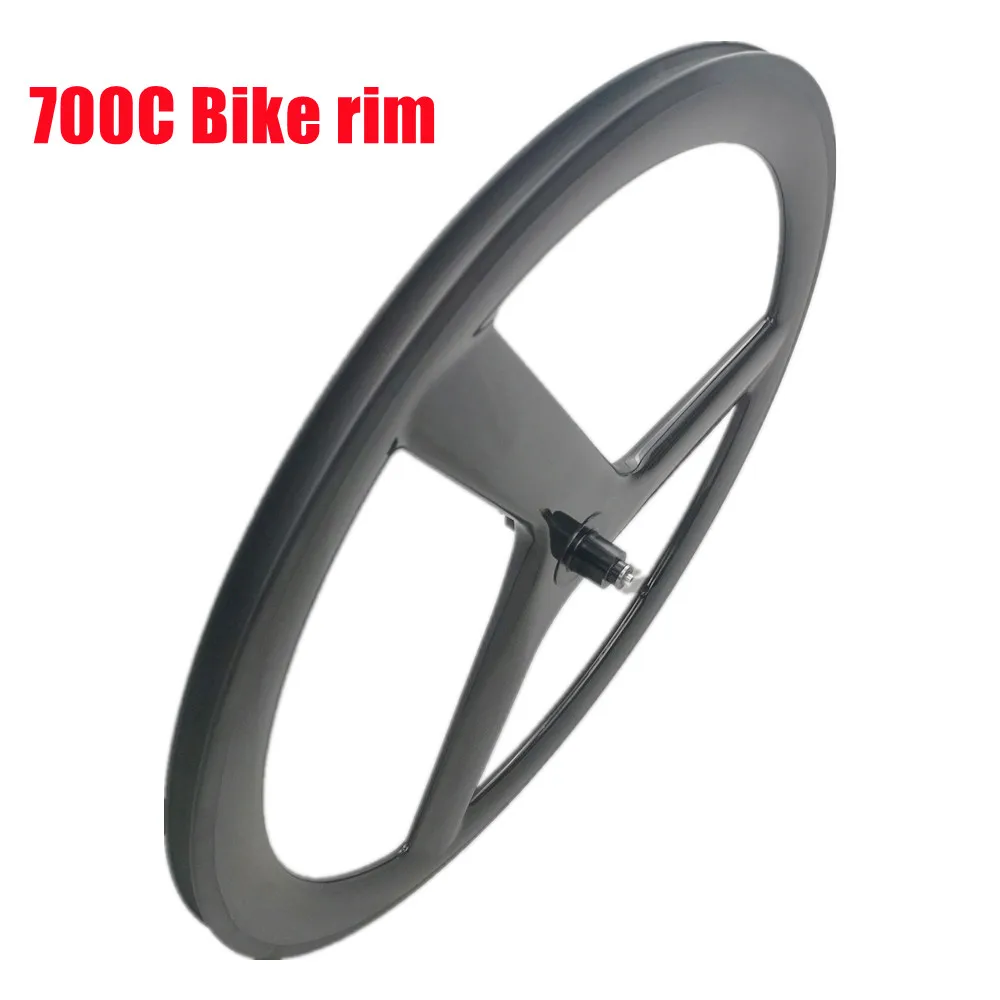 

Tri Spoke Road Bike Wheel Rim Clincher 3Spokes Road Bike Wheel V Brake Edge Road Bike RIM 700C Glossy 3k 20MM Width 50MM Depth