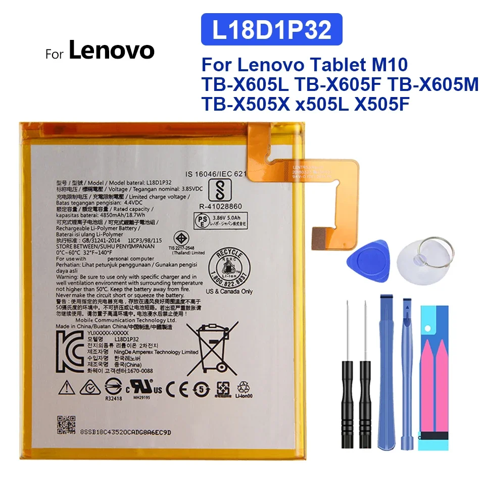 

NEW L19D1P32 L18D1P32 4850mAh Rechargeable High Quality Replacement Mobile Phone Battery For Lenovo Tab M10 TB-X505X X505L X505F