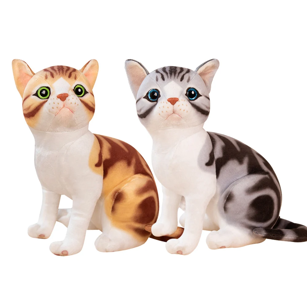 

1pc 25CM Kawaii SImulation Pet Cat Plush Toys Cartoon English Short Cat Calico Cat Plushie Dolls Stuffed Soft for Kids Gifts