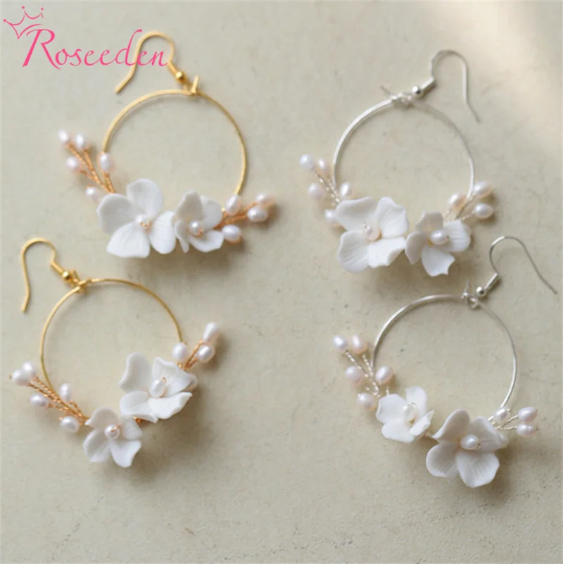 Bride Jewelry Porcelain Flower Bridal Wedding Earring Freshwater Pearls Women Earrings RE4832 
Bride Jewelry Porcelain Flower Bridal Wedding Earring Freshwater Pearls Women Earrings RE4832