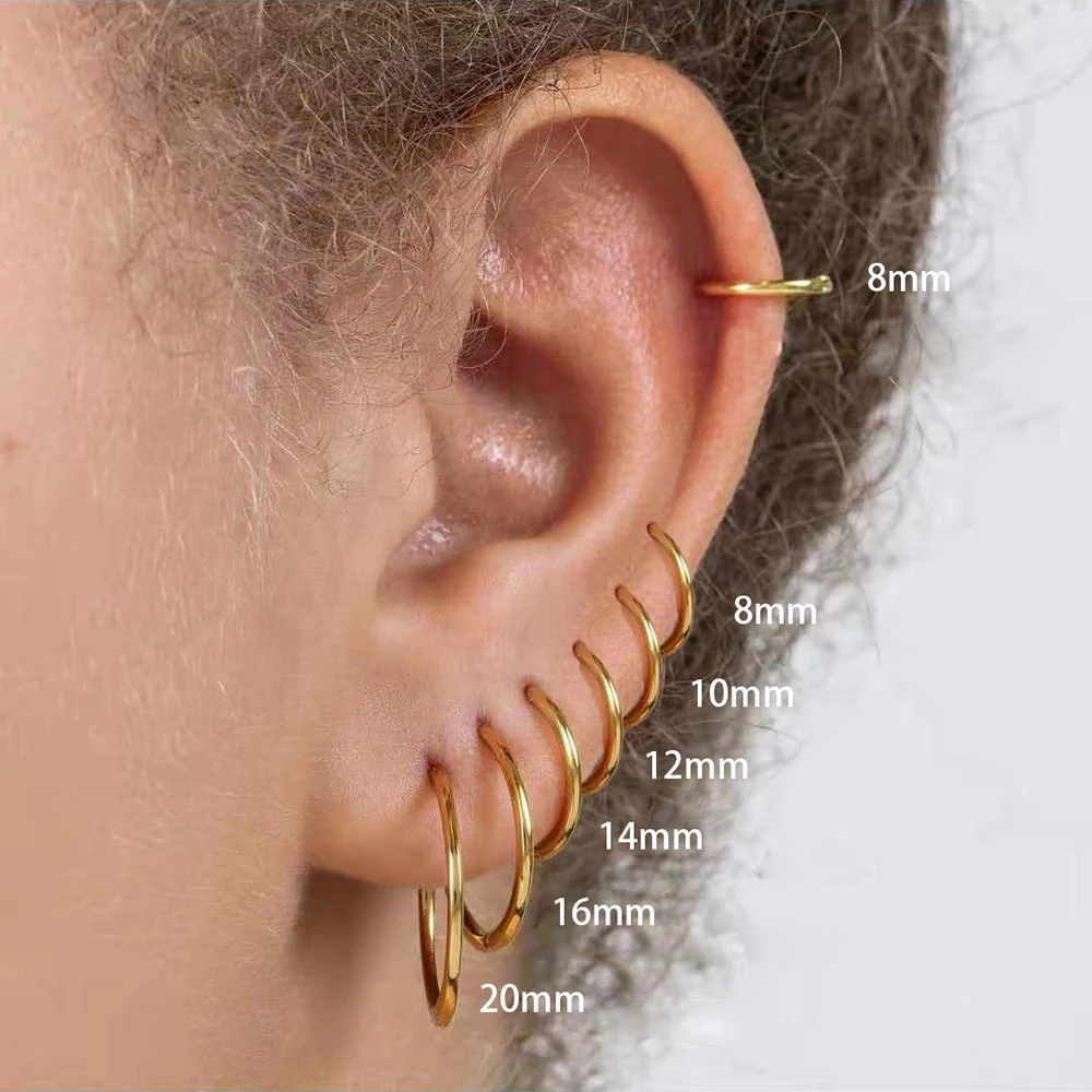 

1 Pairs 316L Stainless Steel Small Gold Silver Color Hoop Earrings for Women Tragus Cartilage Ear Bone Piercing Jewelry Gifts