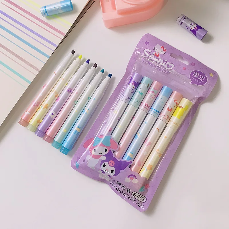 Маркер-маркер Sanrio Kawaii, 6 шт., Hello Kitty Kuromi, школьная и офисная Канцелярия, разноцветная ручка для девочек, многофункциональные ручки
Маркер-маркер Sanrio Kawaii, 6 шт., Hello Kitty Kuromi, школьная и офисная Канцелярия, разноцветная ручка для девочек, многофункциональные ручки