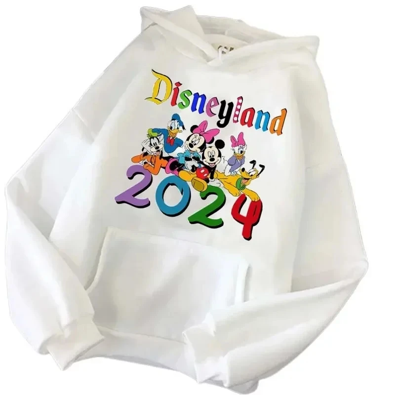 

Disney 2024 Family Vacation White Hoodies Fashion Disneyland Trip Women's Casual Pullover Autumn Harajuku Sweatshirt