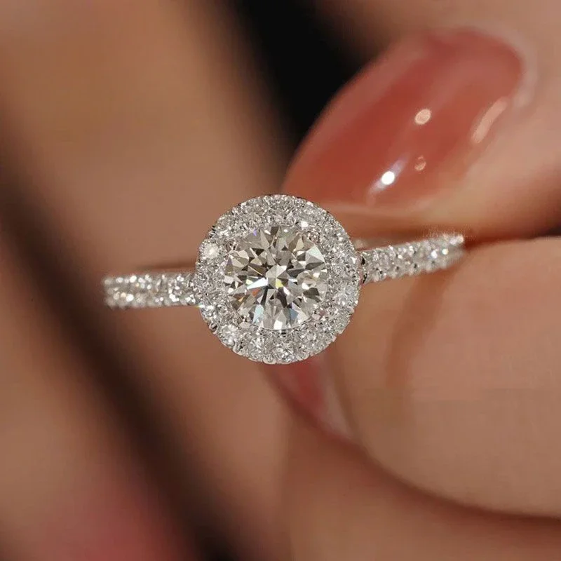 

UMQ Moissanite Ring Premium Marriage Proposal 1 Karat Classic round Bag Diamond Ring Luxury Ornament