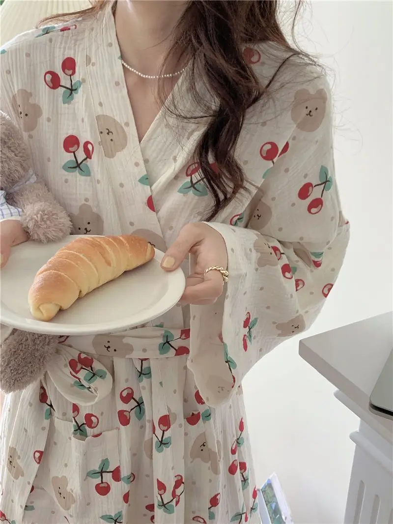 Women's Pajamas Home Clothes Night Dress Robe Long Sleeve Korea Woman Summer Offer Sleepwear Sexy Korean Attractive Nightwear Women's Pajamas Home Clothes Night Dress Robe Long Sleeve Korea Woman Summer Offer Sleepwear Sexy Korean Attractive Nightwear
