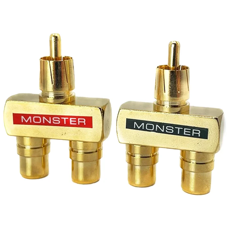 

2/4/8/16PCS RCAxMale Plug to 2xRCA Female Socket Connectors 3Way Gold Plated RCA HIFI Audio Terminals for Audio Video