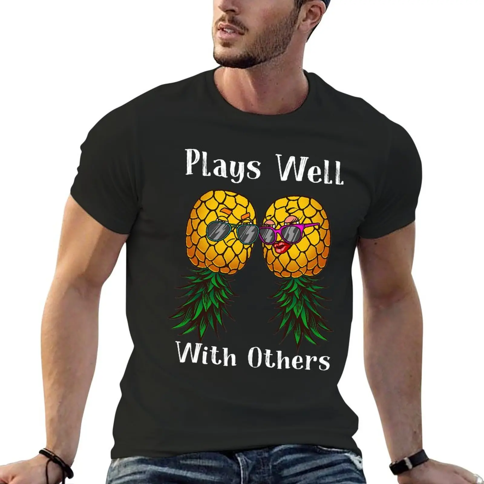 

Funny Plays Well With Others Swinger Gift For Women And Men T-shirt Short sleeve tee sublime new edition men clothes