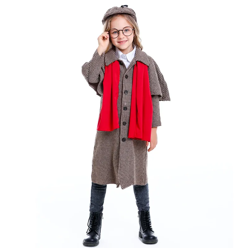 British College Detective Costume for Kids Boys Girls Jacket Hat Scarf Set Halloween Cosplay Costumes Role Play Dress Up Outfit
British College Detective Costume for Kids Boys Girls Jacket Hat Scarf Set Halloween Cosplay Costumes Role Play Dress Up Outfit