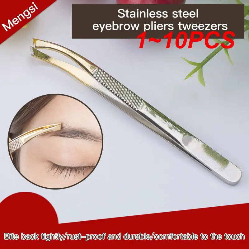 

1~10PCS Professional Eyebrow Tweezers Sharp Slanted Facial Hair Remover Clip Makeup Eyebrow Trimming Clip Stainless Steel