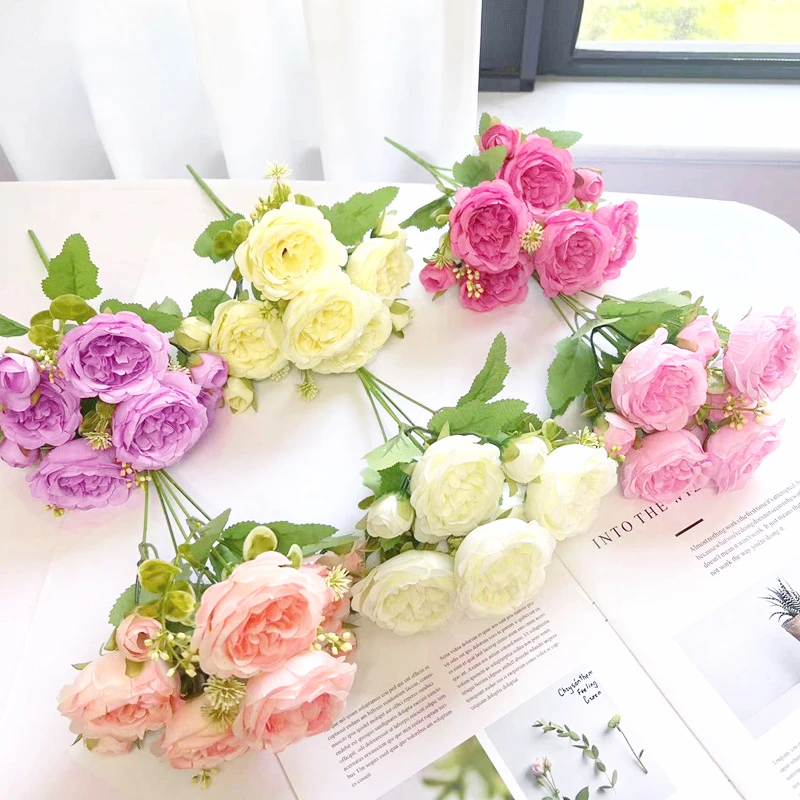 

Peony Beautiful Artificial Flowers Hydrangea Silk Bouquet Mix Floral Centerpieces Table Fake Flower For Home Wedding Decoration