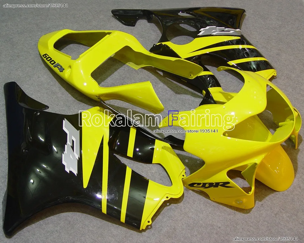 

For Honda CBR600 F4 99 00 CBR600F4 1999 2000 CBR 600 Yellow/Black Body Kit ABS Motorcycle Fairing Set (Injection molding)