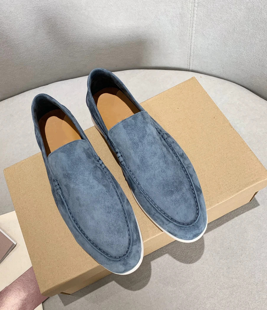 

Women loafers 2023 Summer Suede Leather Men Flat Shoes Metal Lock Slip-on Causal Moccasin Comfortable Women Mules lazy Shoes