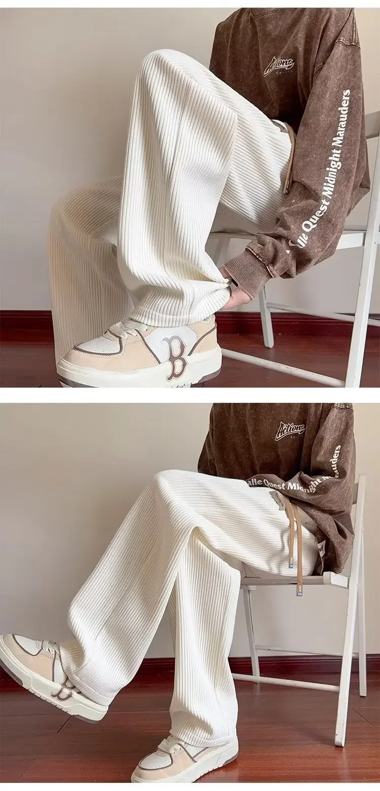 النمط الأمريكي الرجال سروال قصير الخريف/الشتاء الصوف مبطن فضفاض مستقيم الساق بناطيل كاجوال العصرية واسعة الساق الرجال السراويل النمط الأمريكي الرجال سروال قصير الخريف/الشتاء الصوف مبطن فضفاض مستقيم الساق بناطيل كاجوال العصرية واسعة الساق الرجال السراويل