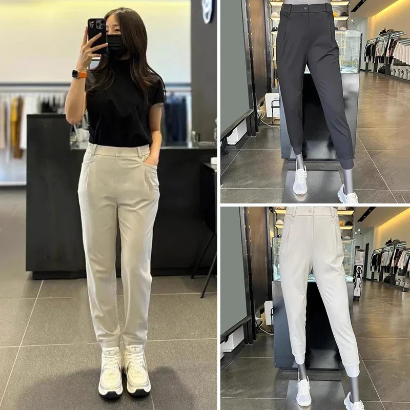 

Spring and Summer Women Golf New Elastic Pants and Feet Outdoor Sports Temperament Joker Solid Color