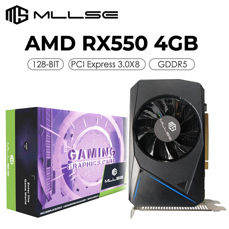 

MLLSE Graphics Card AMD Radeon RX 550 4GB Placa de Video GDDR5 128-bit PCI-E 3.0 x8 HDMI DirectX 12 Lexa Desktop Gaming GPU