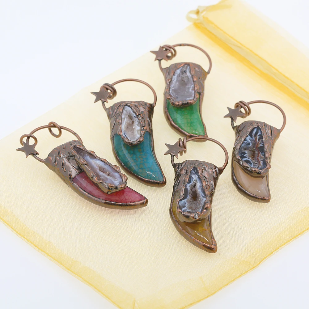 10PCS Bohemia DIY Jewelry Wholesale Copper Agate Horn Shape Vintage Stone Necklace Pendant Women
10PCS Bohemia DIY Jewelry Wholesale Copper Agate Horn Shape Vintage Stone Necklace Pendant Women