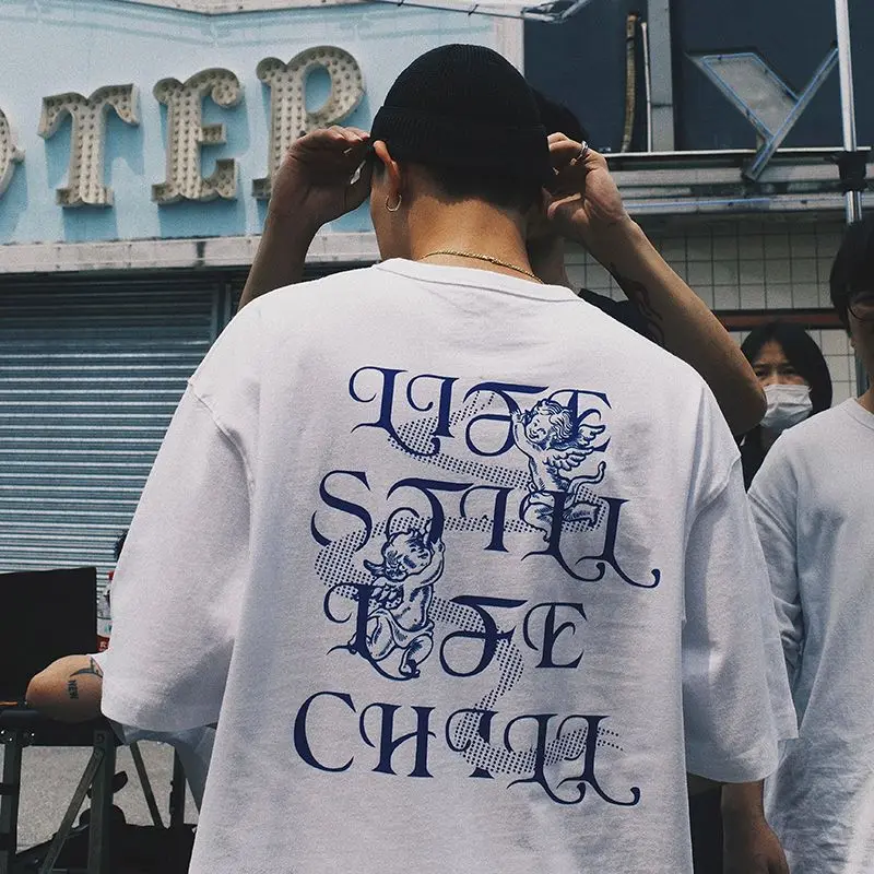 Korean style personalized printed short-sleeved T-shirt men retro trendy brand loose couple T-shirt half-sleeved couple y2k top
Korean style personalized printed short-sleeved T-shirt men retro trendy brand loose couple T-shirt half-sleeved couple y2k top