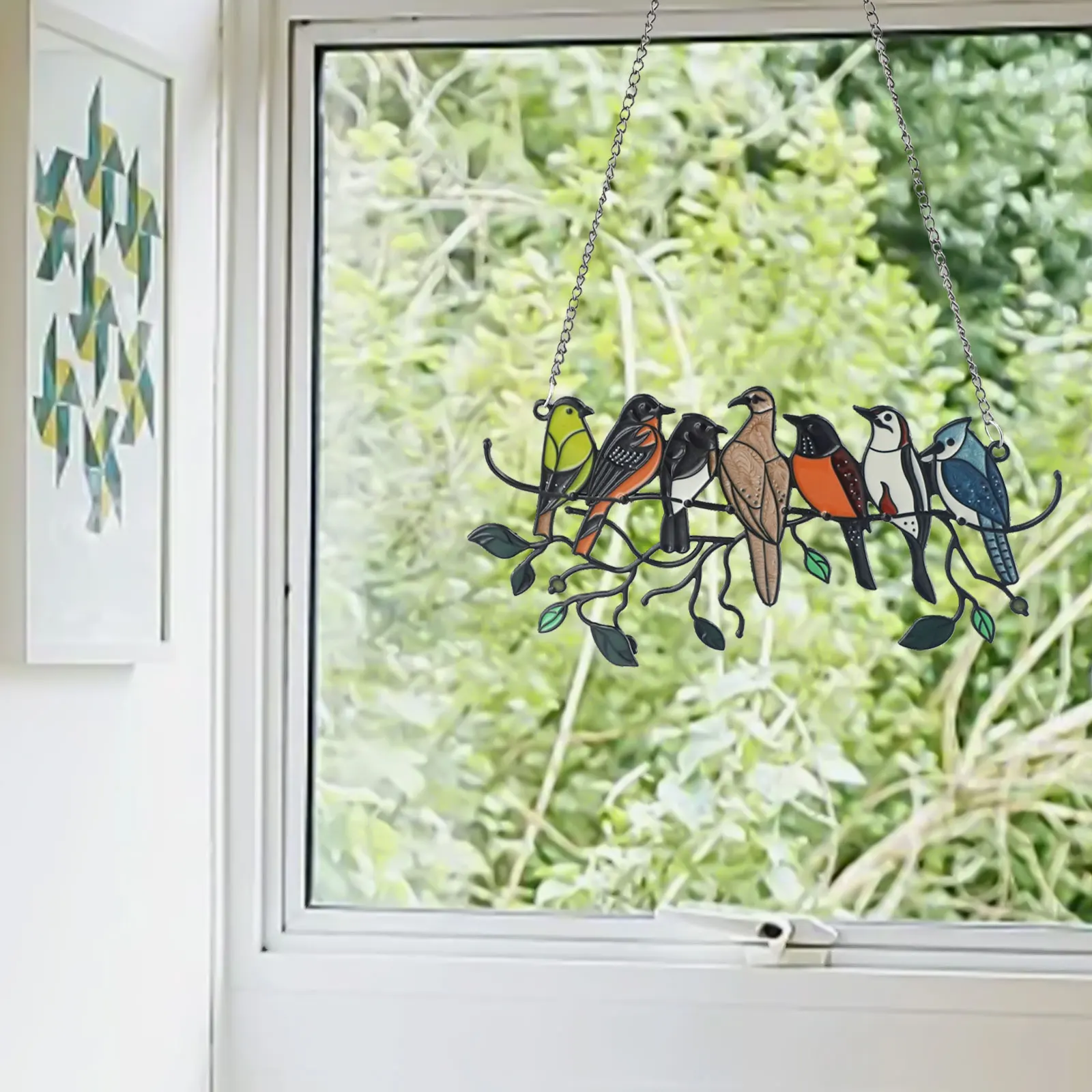 Seven Bird Pendant Birds Branches Stained Glass Double Sided Glass Panel Hanging Decoration For Bird Lovers Hanging Decorations
Seven Bird Pendant Birds Branches Stained Glass Double Sided Glass Panel Hanging Decoration For Bird Lovers Hanging Decorations