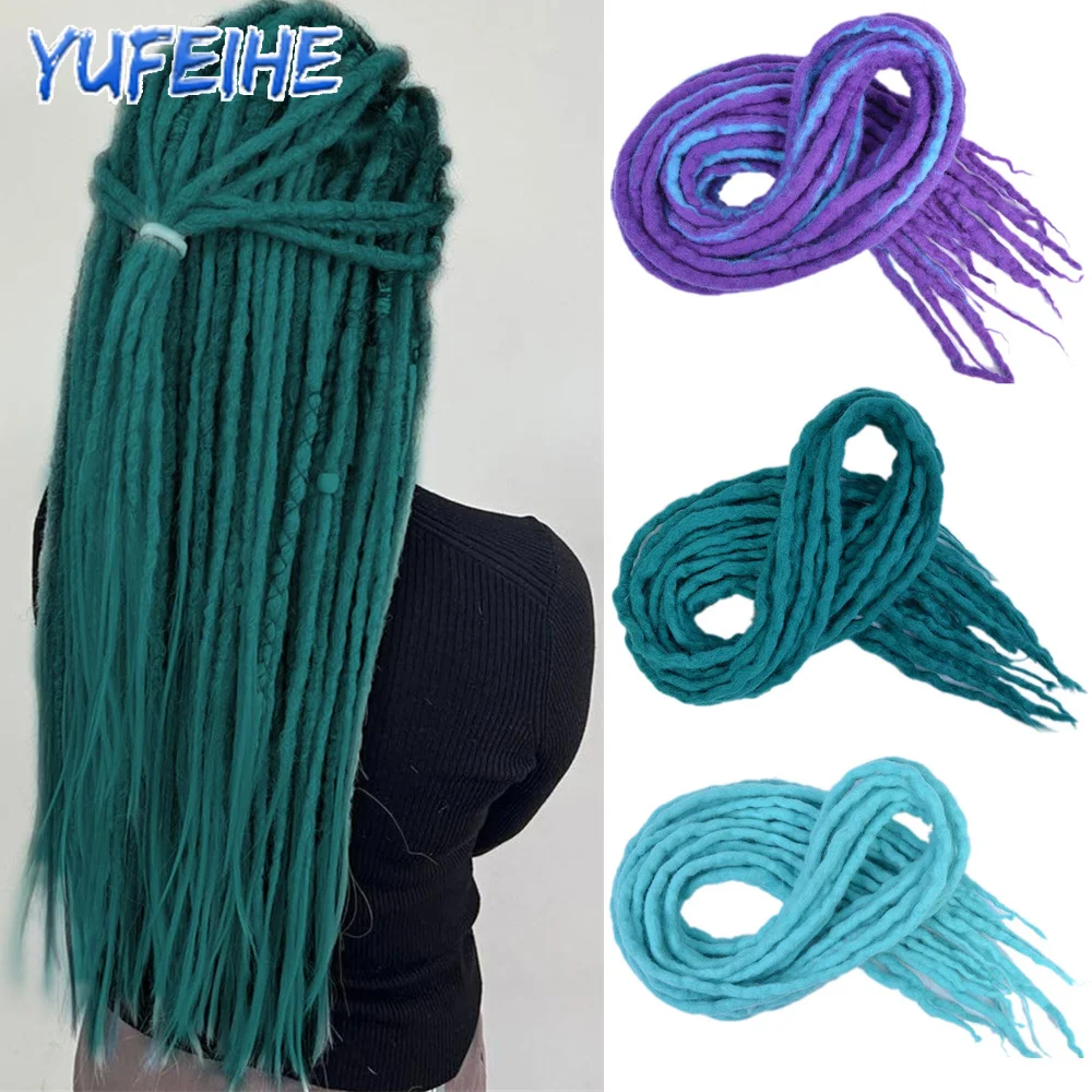 

Soft Double Ended Dreadlocks Nepal Felted Wool Synthetic Crochet Braids Fake Hair Ombre Dread Braiding Hair Extensions Fold 20''