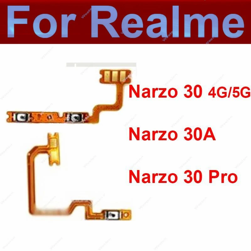 

Power Volume Buttons For OPPO Realme Narzo 30 30A 30Pro 4G 5G ON OFF Power Volume Button Flex Ribbon Side Keys Flex Cable Parts