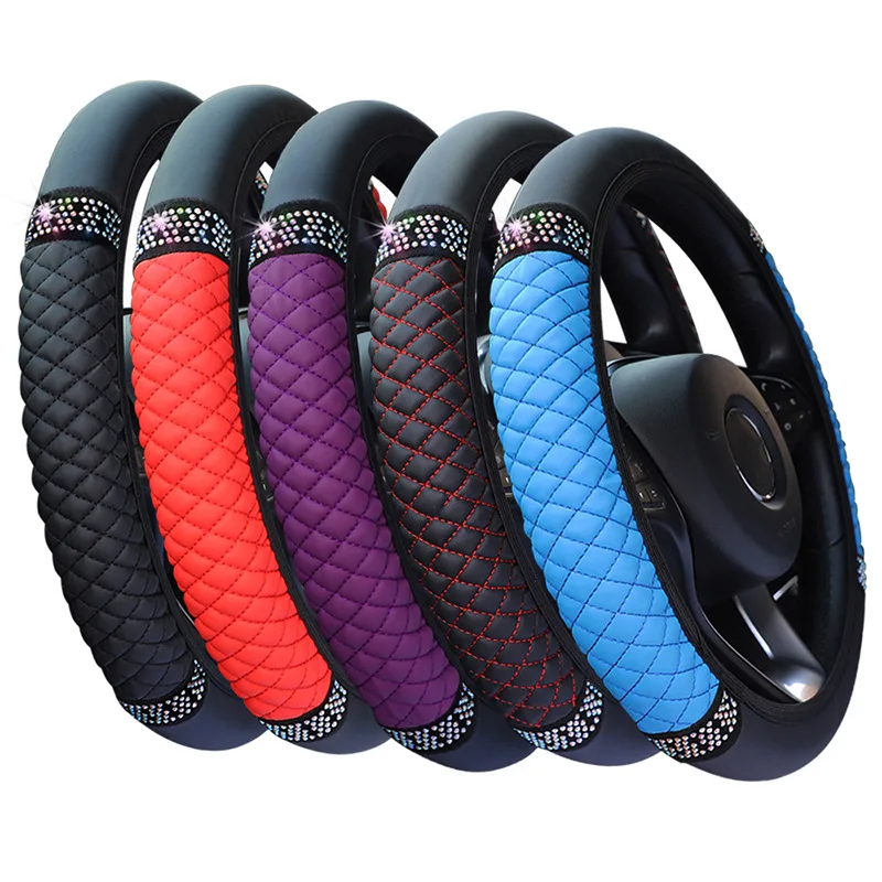 Diamond-Studded Elastic Steering Wheel Cover Four Seasons Universal Car Steering Wheel Cover 37-38cm Leather Embroidered Color
Diamond-Studded Elastic Steering Wheel Cover Four Seasons Universal Car Steering Wheel Cover 37-38cm Leather Embroidered Color