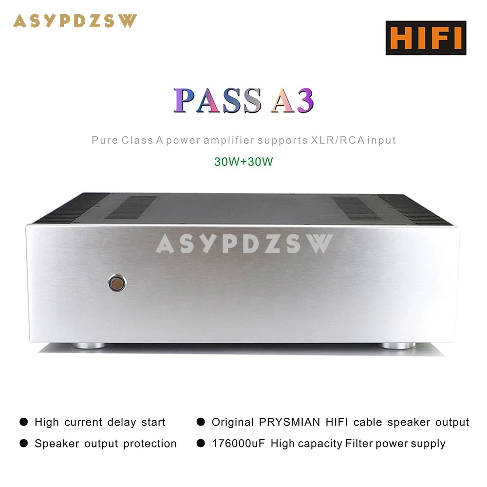 

PASS A3 HIFI Pure Class A power amplifier Support XLR balance/RCA Single-ended Input 30W+30W 8 ohm